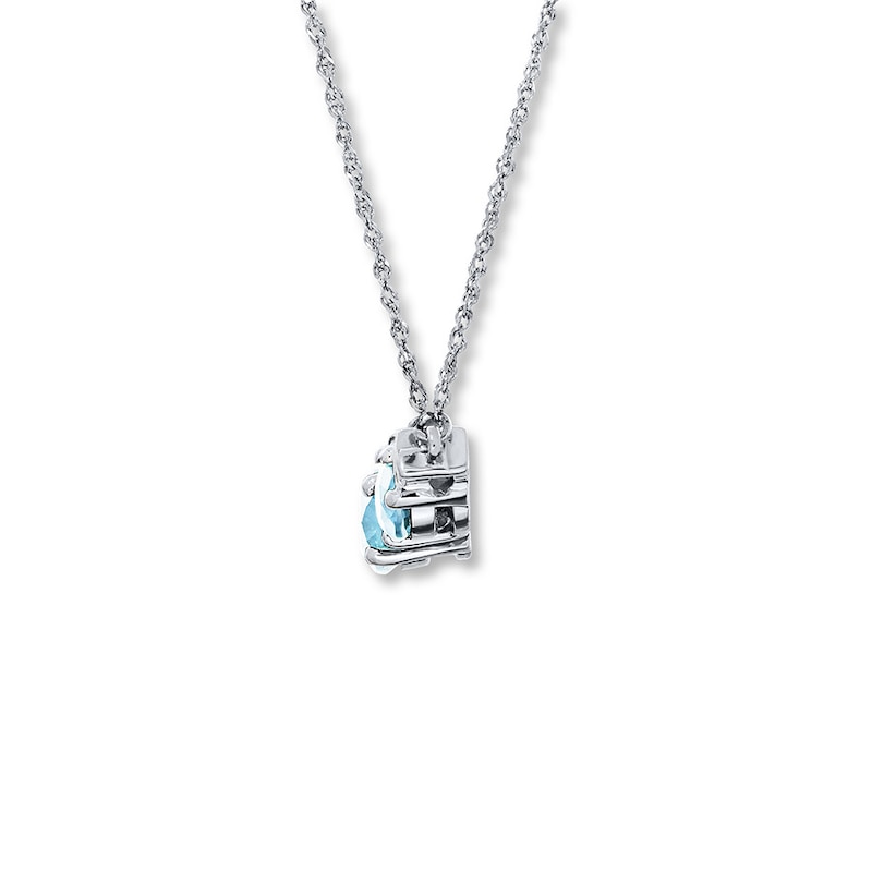 Main Image 2 of Aquamarine Necklace Diamond Accents 10K White Gold