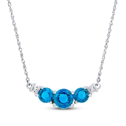 Blue Topaz Necklace Diamond Accents 10K White Gold