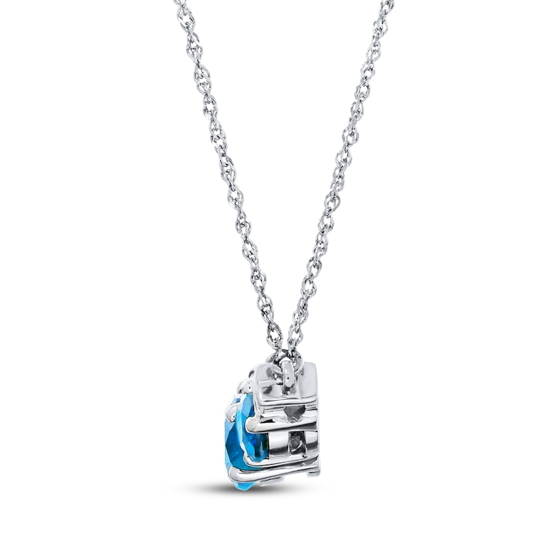 Main Image 2 of Blue Topaz Necklace Diamond Accents 10K White Gold