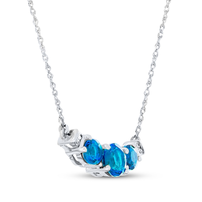 Main Image 3 of Blue Topaz Necklace Diamond Accents 10K White Gold