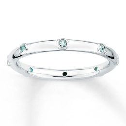 Stackable Aquamarine Ring Sterling Silver 2.25mm