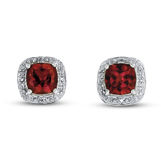 Garnet Earrings Diamond Accents Sterling Silver | Jared