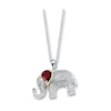 Thumbnail Image 0 of Elephant Necklace Garnet/Diamonds Sterling Silver/14K Yellow Gold