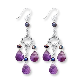 Chandelier Earrings Amethyst/Cultured Pearls Sterling Silver | Jared