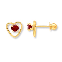 Garnet Earrings 14K Yellow Gold