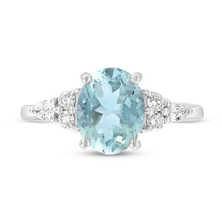 Effy Natural Aquamarine Ring 1/5 ct tw Diamonds 14K White Gold | Jared