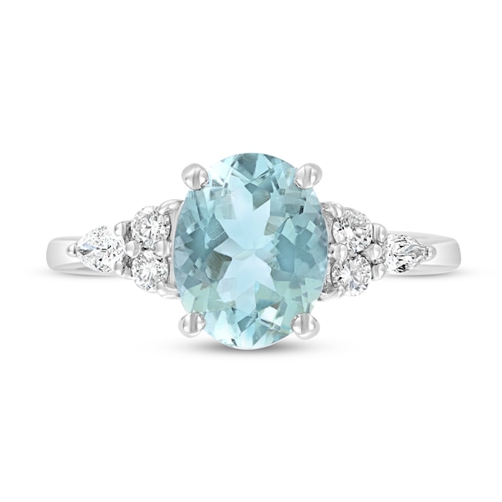 Effy Natural Aquamarine Ring 1/5 ct tw Diamonds 14K White Gold | Jared