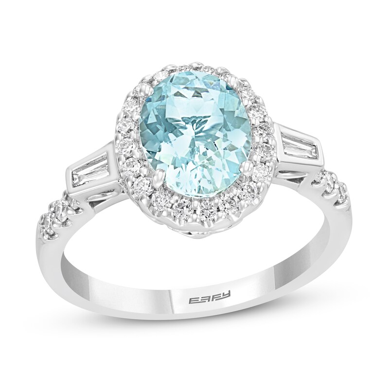 Effy Natural Aquamarine Ring 1 3 Ct Tw Diamonds 14k White Gold Jared