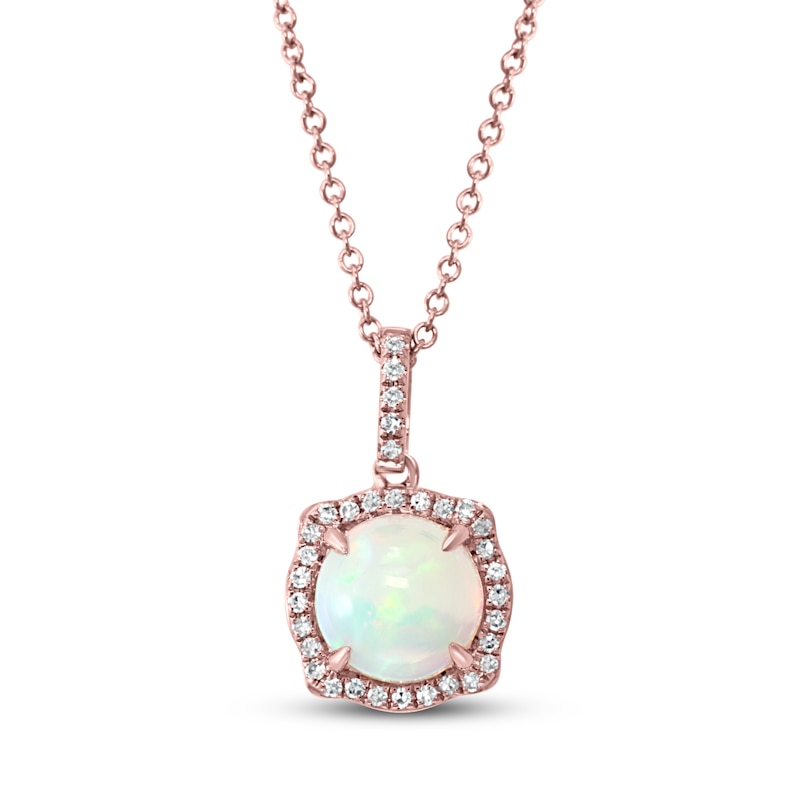 Main Image 1 of Effy Natural Opal Necklace 1/10 ct tw Diamonds 14K Rose Gold