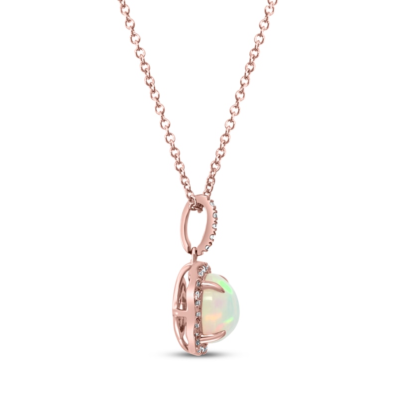 Main Image 2 of Effy Natural Opal Necklace 1/10 ct tw Diamonds 14K Rose Gold