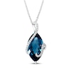 Thumbnail Image 1 of Effy Natural Blue Topaz Necklace 1/8 ct tw Diamonds 14K White Gold