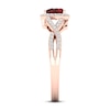 Thumbnail Image 2 of Garnet Heart Ring 1/6 ct tw Diamonds Round 10K Rose Gold
