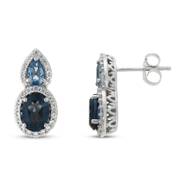 Natural Topaz & White Lab-Created Sapphire Earrings 10K White Gold