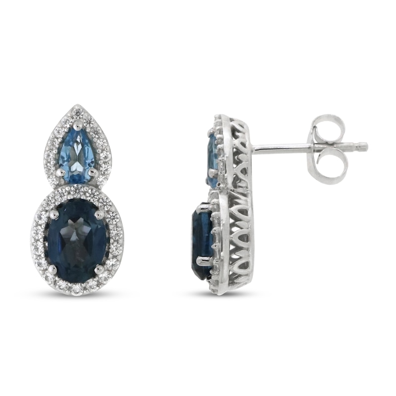 Natural Topaz & Lab-Created White Sapphire Earrings 10K White Gold | Jared