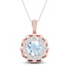 Thumbnail Image 1 of Aquamarine Necklace 5/8 ct tw Diamonds 10K Rose Gold