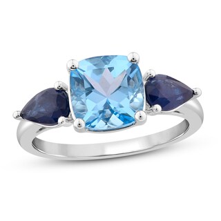 Natural Topaz & Natural Blue Sapphire Ring 10K White Gold | Jared