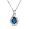 Thumbnail Image 1 of Natural Topaz Birthstone Necklace 1/10 ct tw Diamonds 14K White Gold