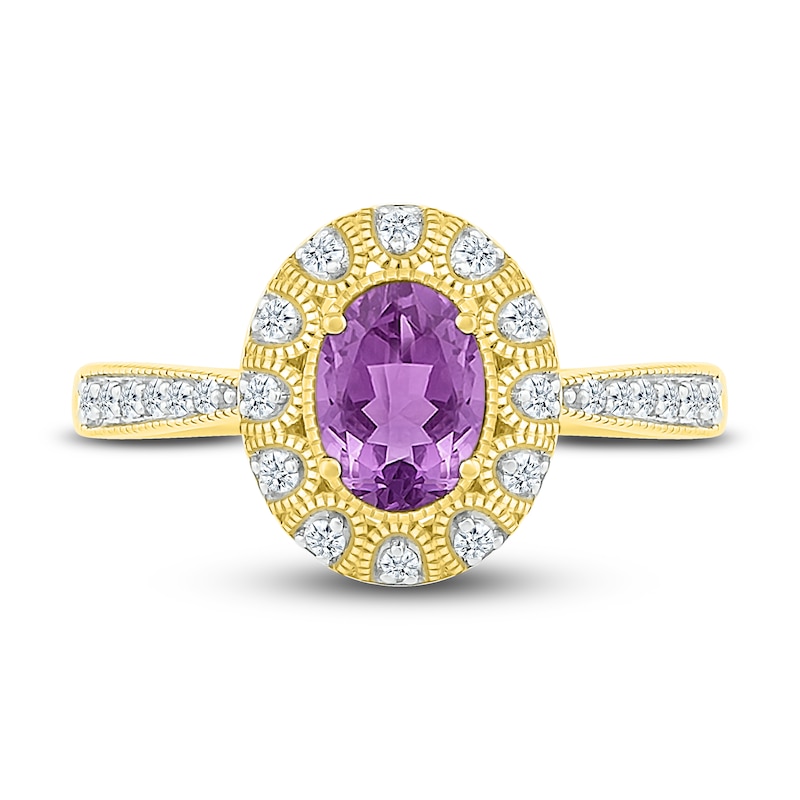 Main Image 2 of Lab-Created Sapphire & Natural Amethyst Ring 10K Yellow Gold