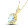 Thumbnail Image 2 of Lab-Created Sapphire & Natural Aquamarine Necklace 10K Yellow Gold