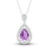 Thumbnail Image 0 of Natural Amethyst Necklace 1/8 ct tw Diamonds Sterling Silver