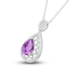 Thumbnail Image 1 of Natural Amethyst Necklace 1/8 ct tw Diamonds Sterling Silver