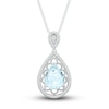 Thumbnail Image 1 of Natural Aquamarine Necklace 1/8 ct tw Diamonds Sterling Silver