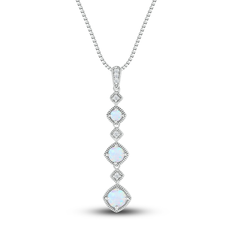 Lab-Created Opal Necklace Diamond Accents Sterling Silver