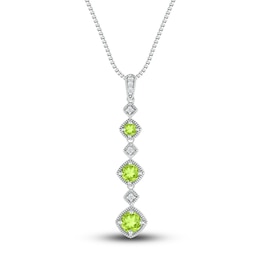 Natural Peridot Necklace Diamond Accents Sterling Silver