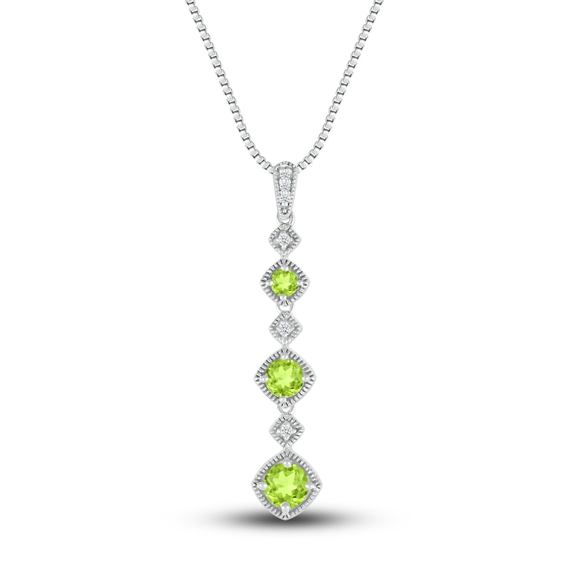 Main Image 1 of Natural Peridot Necklace Diamond Accents Sterling Silver