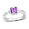 Thumbnail Image 1 of Natural Amethyst Ring 1/10 ct tw Diamonds Sterling Silver