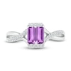 Thumbnail Image 2 of Natural Amethyst Ring 1/10 ct tw Diamonds Sterling Silver