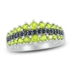 Thumbnail Image 1 of Natural Peridot Ring 1/8 ct tw Black Diamonds 10K White Gold