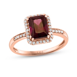 LALI Jewels Natural Rhodolite Garnet Ring 1/8 ct tw Diamonds 14K Rose Gold