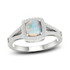 Thumbnail Image 1 of Lab-Created Opal & White Lab-Created Sapphire Ring Sterling Silver