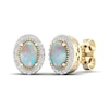 Thumbnail Image 0 of Lab-Created Opal & White Lab-Created Sapphire Stud Earrings 10K Yellow Gold