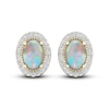 Thumbnail Image 1 of Lab-Created Opal & White Lab-Created Sapphire Stud Earrings 10K Yellow Gold