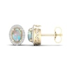 Thumbnail Image 2 of Lab-Created Opal & White Lab-Created Sapphire Stud Earrings 10K Yellow Gold