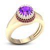 Thumbnail Image 1 of Natural Amethyst & Natural Garnet Ring 1/10 ct tw Diamonds 14K Yellow Gold