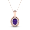 Thumbnail Image 1 of Natural Amethyst Necklace 1/6 ct tw Diamonds 14K Rose Gold 18&quot;