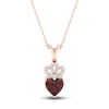 Thumbnail Image 0 of Natural Garnet Heart Necklace 1/20 ct tw Diamonds 10K Rose Gold 18"