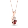 Thumbnail Image 1 of Natural Garnet Heart Necklace 1/20 ct tw Diamonds 10K Rose Gold 18"