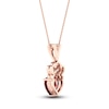 Thumbnail Image 3 of Natural Garnet Heart Necklace 1/20 ct tw Diamonds 10K Rose Gold 18"