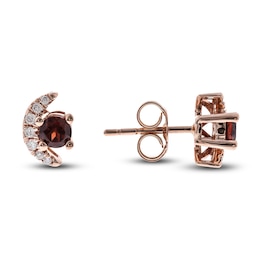 Natural Garnet Earrings 1/15 ct tw Diamonds 14K Rose Gold