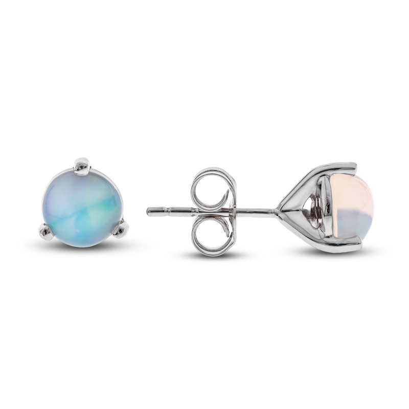 Main Image 2 of Natural Opal Martini Stud Earrings 14K White Gold