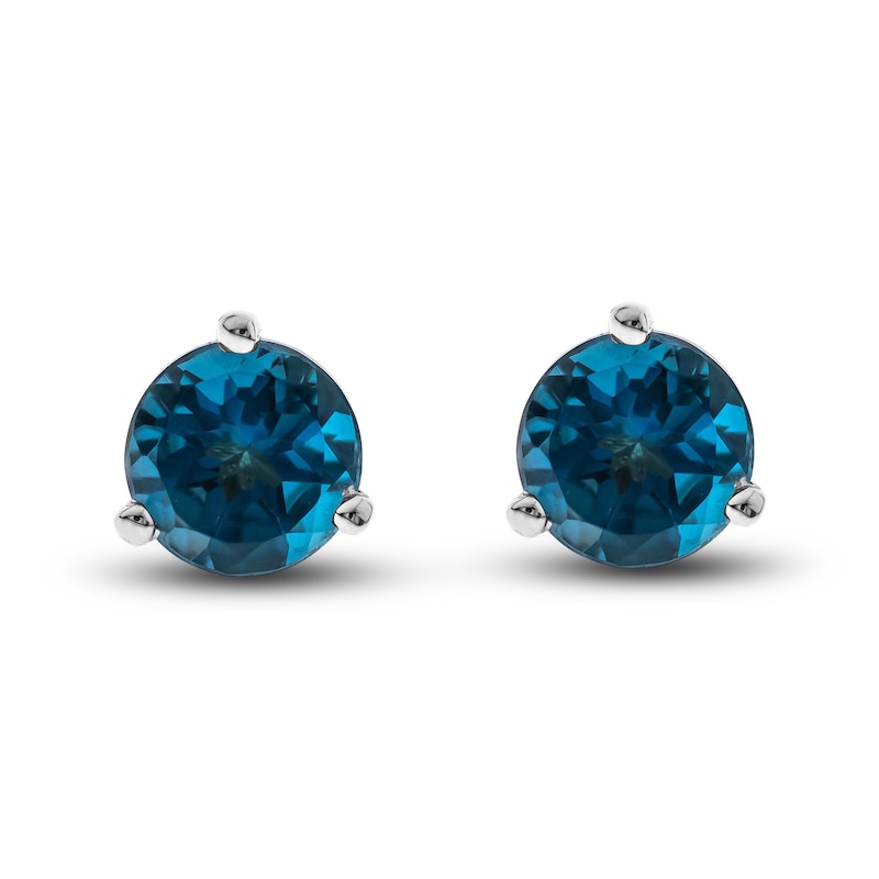 Main Image 1 of Natural Blue Topaz Martini Stud Earrings 14K White Gold