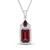 Thumbnail Image 1 of Natural Rhodolite Garnet Necklace 1/6 ct tw Diamonds 10K White Gold 18&quot;