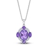 Thumbnail Image 1 of Natural Light Amethyst Necklace 1/15 ct tw Diamonds 10K White Gold