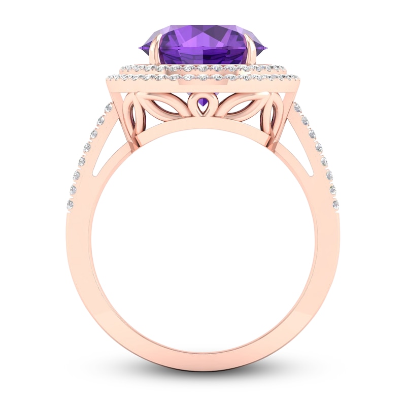 Natural Amethyst Ring 1/4 ct tw Diamonds 10K Rose Gold | Jared