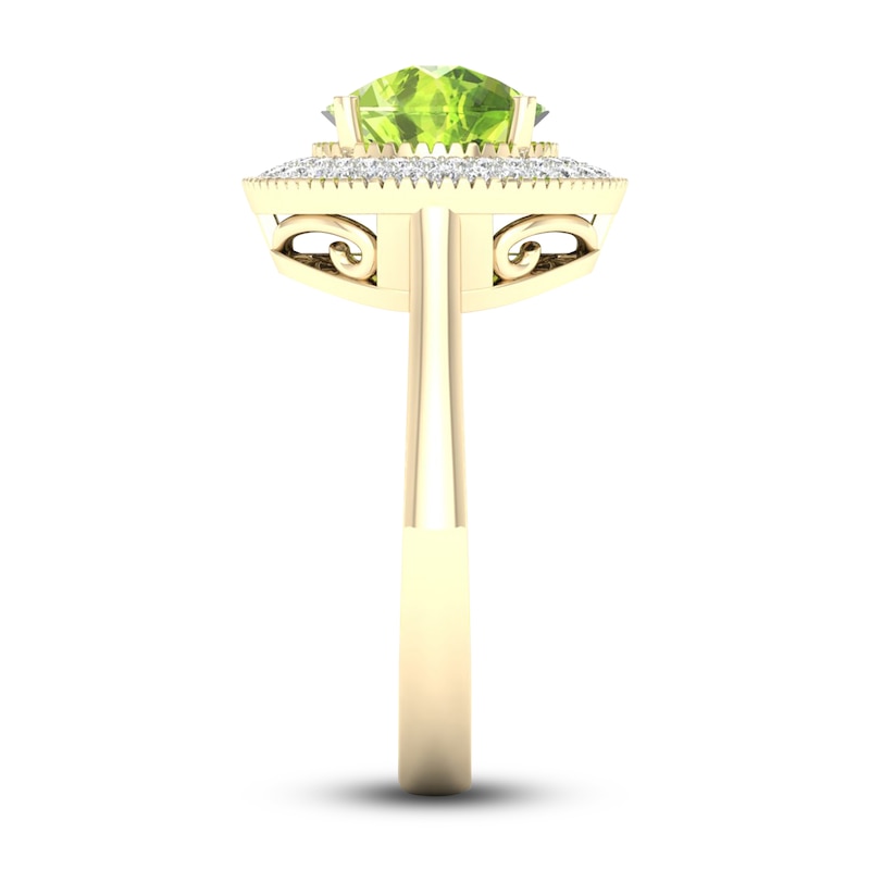 Main Image 3 of Natural Peridot Ring 1/4 ct tw Diamonds 10K Yellow Gold