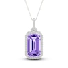 Thumbnail Image 1 of Natural Amethyst Necklace 1/6 ct tw Diamonds 10K White Gold